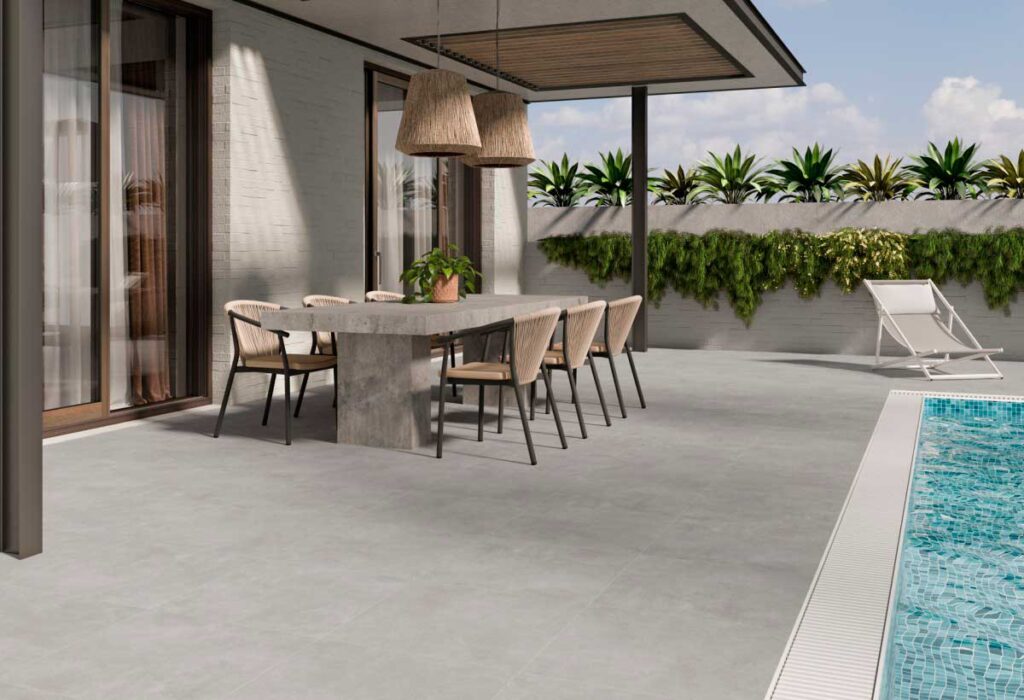 Carrelage extérieur terrasse gris clair