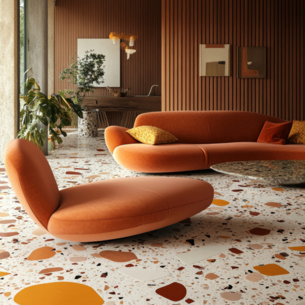Salon avec terrazzo sur les sols